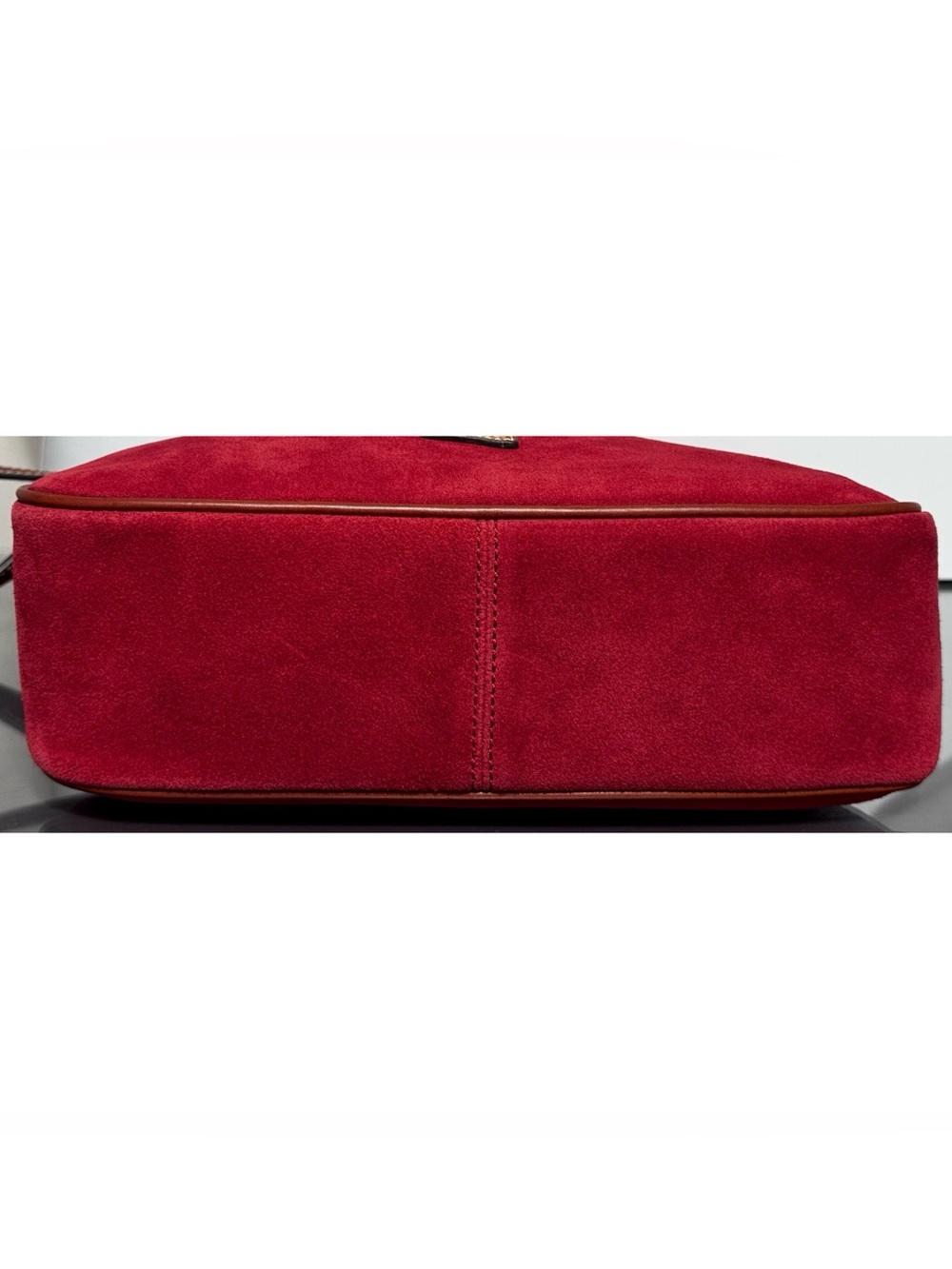Dooney & Bourke Red Suede Letter Carrier Crossbody Bag Brown Leather - Picture 8 of 10